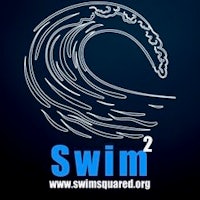 the logo for swim 2 on a blue background